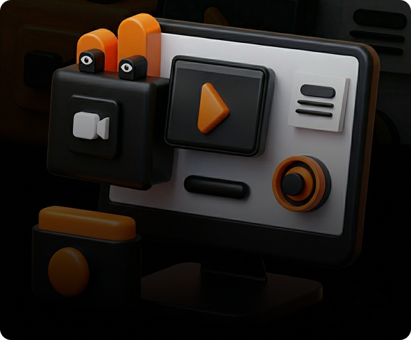 Orange robotic portrait for motion graphics