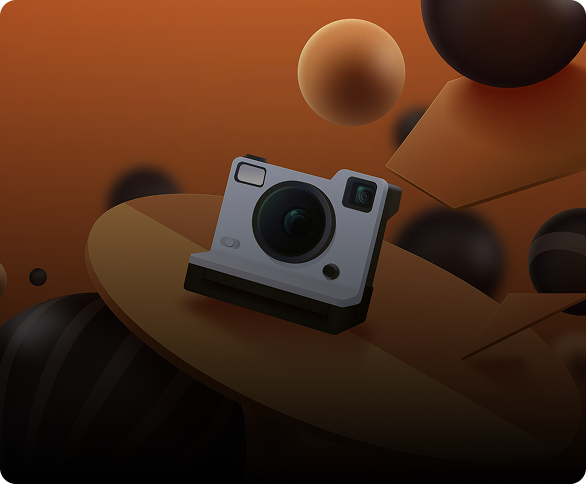 Orange robotic portrait for UI and product motion