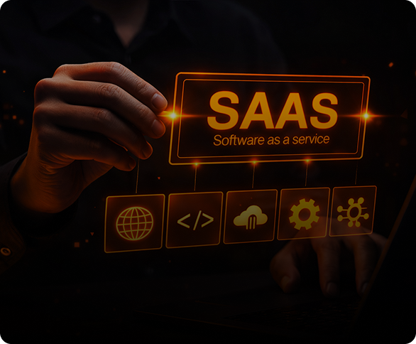 Orange robotic portrait for SaaS product development